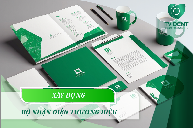 Hình ảnh xây dựng thương hiệu nha khoa với bộ nhận diện chuyên nghiệp và chiến lược phát triển thương hiệu do TV DENT triển khai
