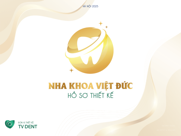 Hình ảnh hồ sơ thiết kế nha khoa Việt Đức với bản vẽ bố trí không gian và thiết bị phòng khám do TV DENT thực hiện