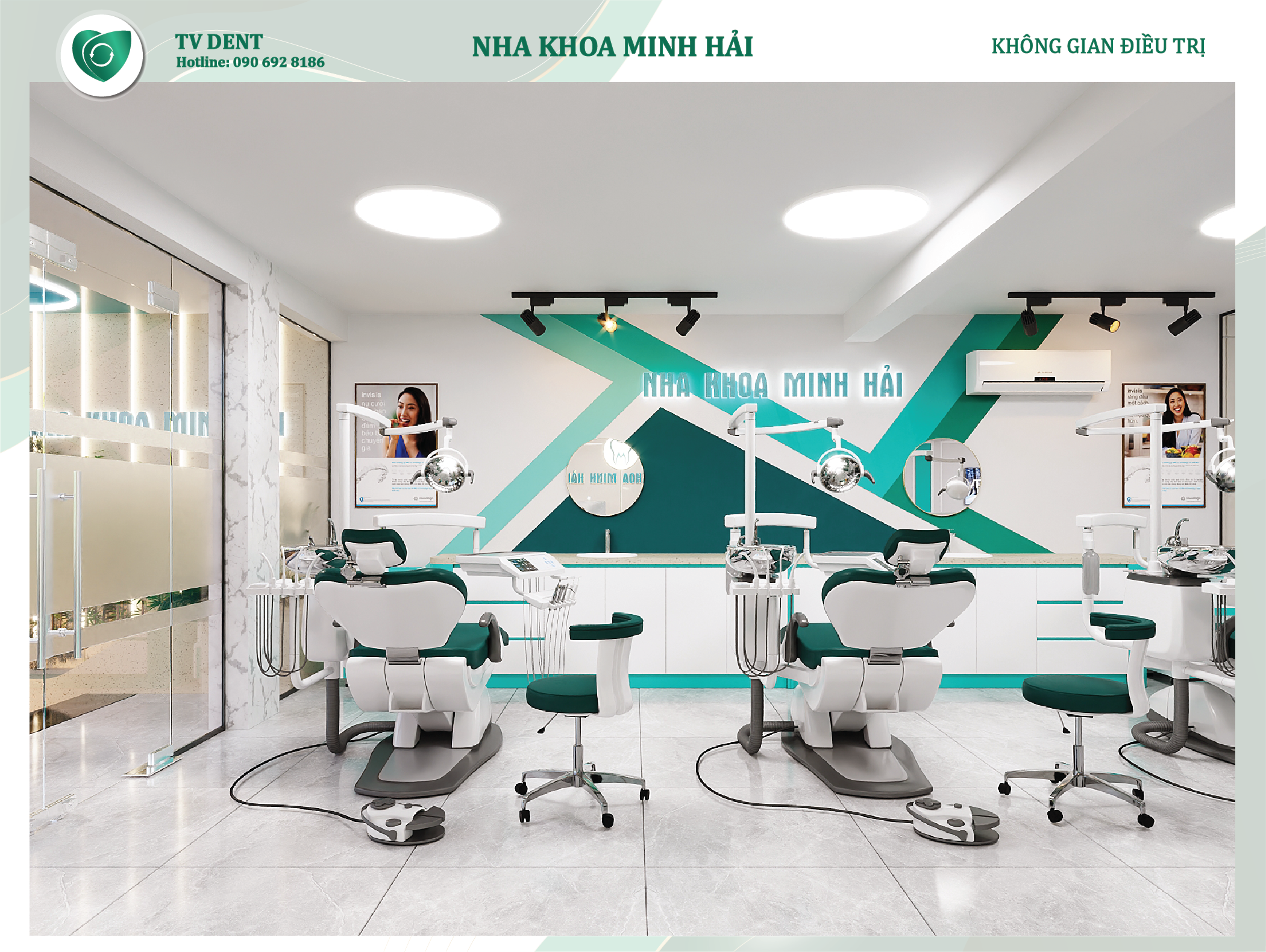 Không gian điều trị nha khoa Minh Hải với thiết bị hiện đại, bố trí gọn gàng và tạo cảm giác yên tâm khi sử dụng