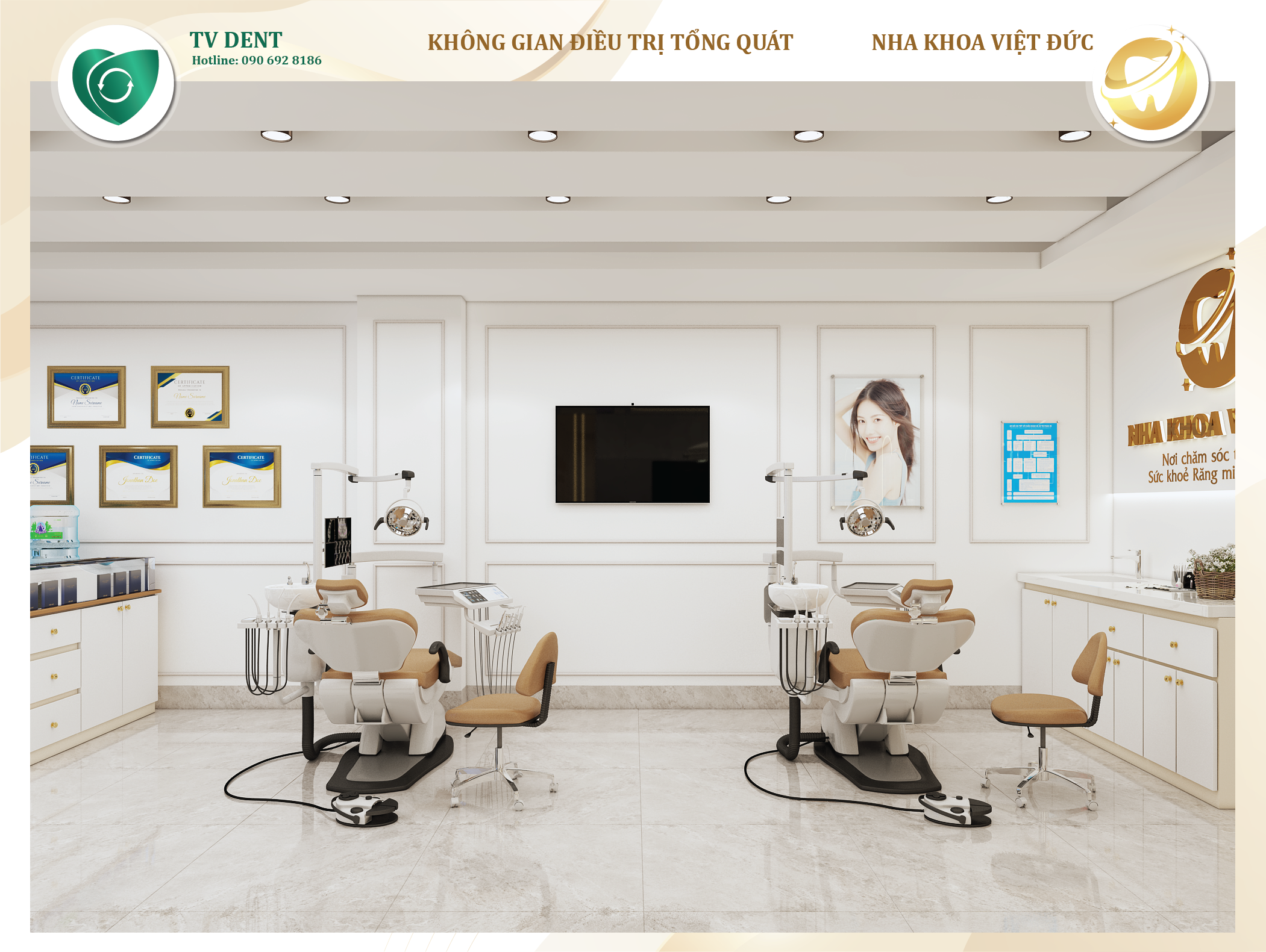 Góc khác của khu vực điều trị nha khoa Việt Đức với không gian sáng sủa, thiết bị bố trí hợp lý tạo cảm giác chuyên nghiệp
